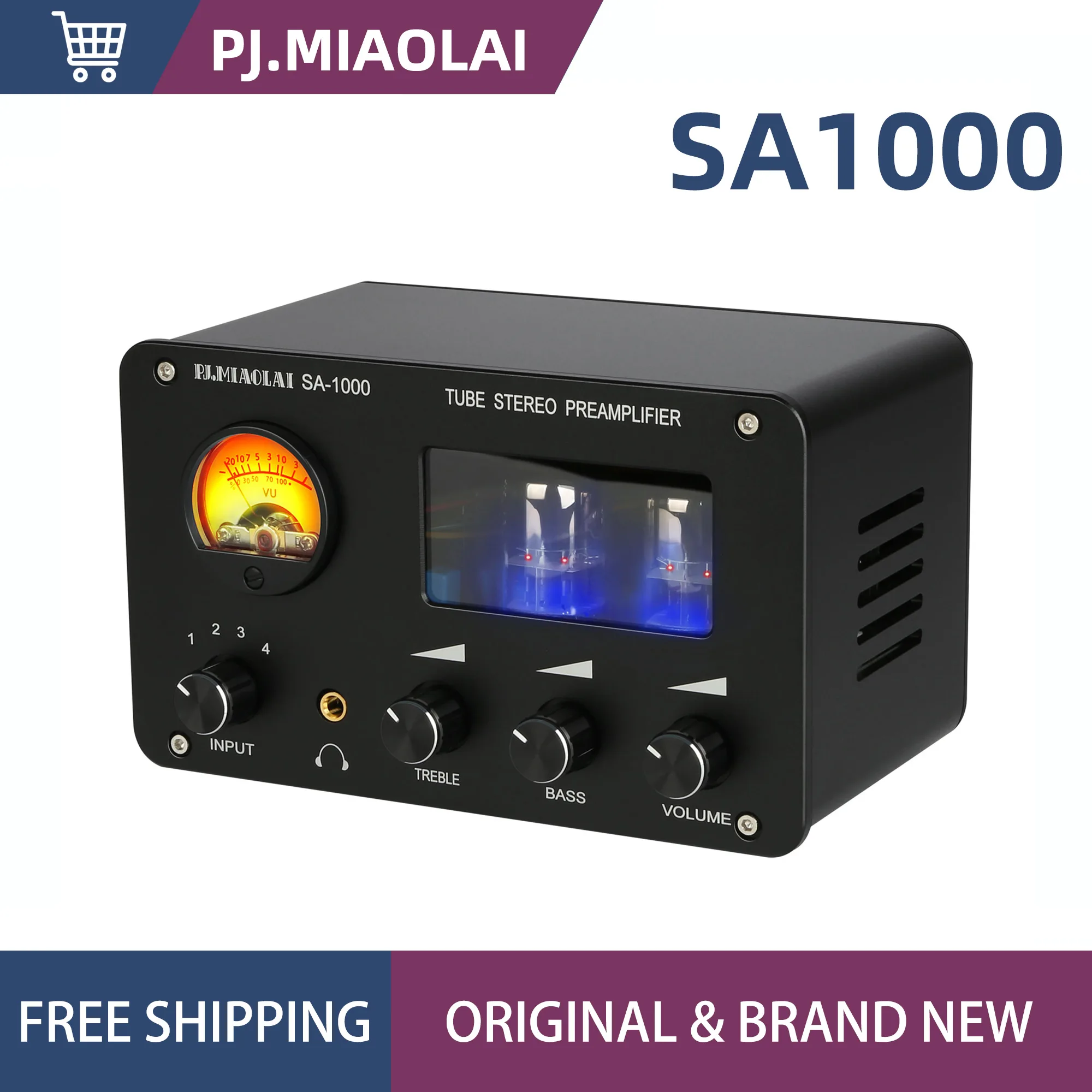 

PJ. MIAOLAI SA-1000 Tube preamplifier High fidelity 6H3N tube headphone amplifier 2 outputs 4 inputs front switcher Audio AMP Wi