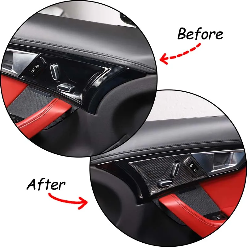 cheya Real Carbon Fiber Car Seat Adjustment Panel Decorative Frame Cover for Jaguar F-TYPE 2013+ Interior Accessories