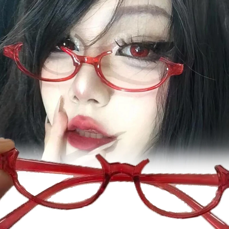 

Anime Character Cosplay Red Glasses Role Play Lower Half Frame Eyeglass Without Lens Eyewear Lolita Party Eyeglasses Accessories