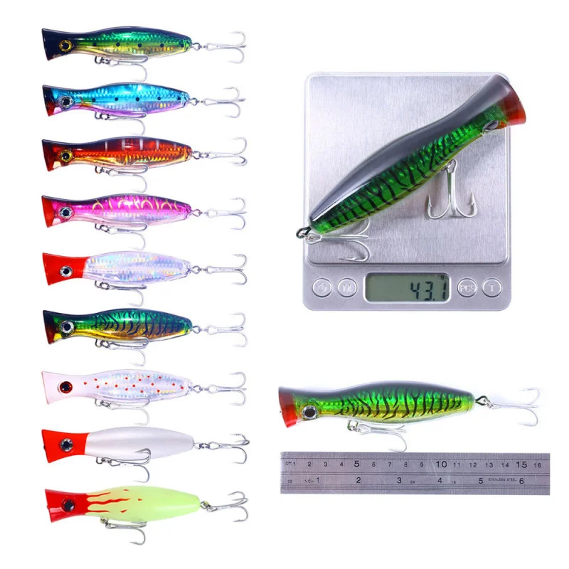 طعم صيد مزيف، 13 سم - 43 جرام، طُعم مزيف للزحف المموج 43 جرام، طُعم طُعم صيد بحري طويل مع خطاف معزز، زحف موجة المياه #5