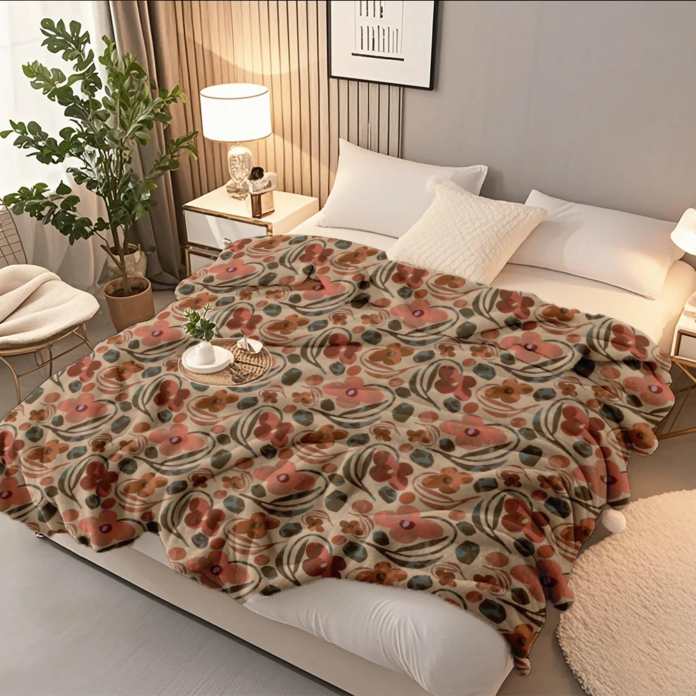 

Classic Flannel Cozy Blanket Bohemic Floral Patternstyle Collection Vintage Hospitality Bedding Premium Bedding With Ultra-soft