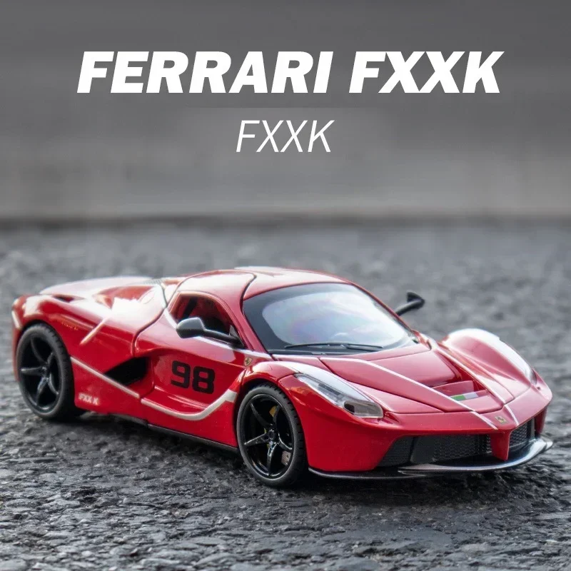 1/22 Ferrari FXXK Super Car Alloy Car Model Sound Light Pull Back Children Boy Metal Toy Decoration Kid Mini Car Collectible