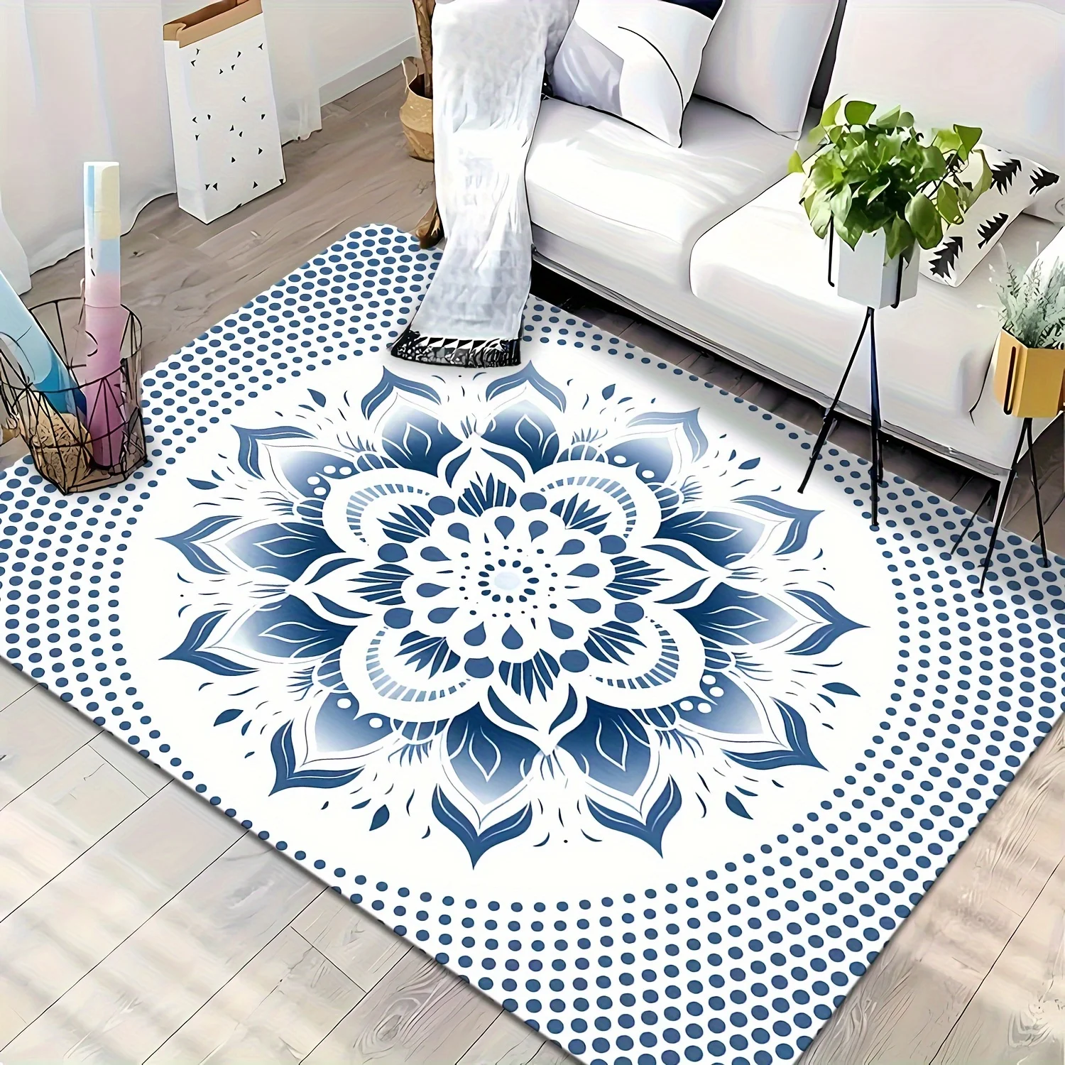 قطعة واحدة، سجادة منطقة بنمط الأزهار الحديثة، قابلة للغسل في الغسالة، مقاومة للبقع والغبار، غير قابلة للانزلاق، مقاومة للتعب الناعمة، من أجل Living Ro #3