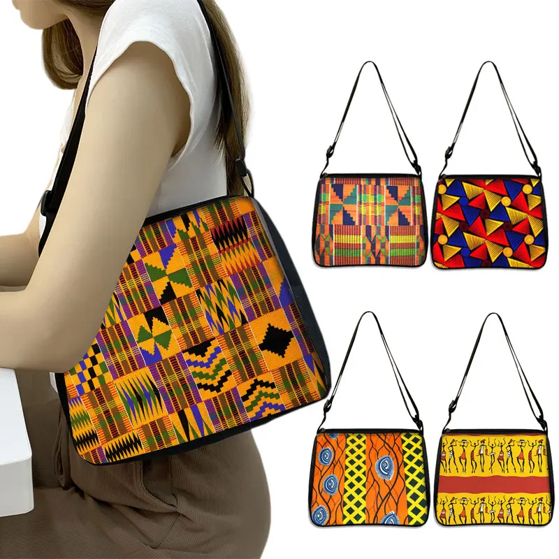 African Women Style Handbag Afro LadiesTraditional Printing Underarm Shopping Bag for Females Girls Shoulder Tote Bag