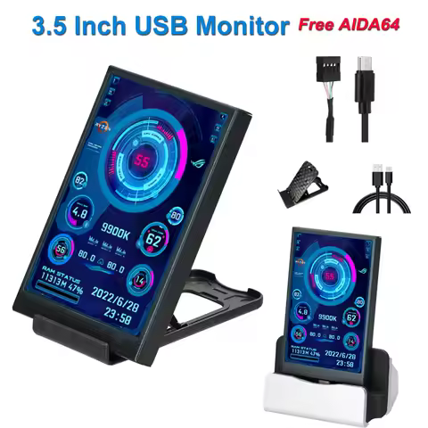 3.5 Inch IPS Type-C Mini Screen 3.5" 320x480 Secondary Screen PC Monitor for Computer CPU GPU RAM HDD USB LCD free AIDA64