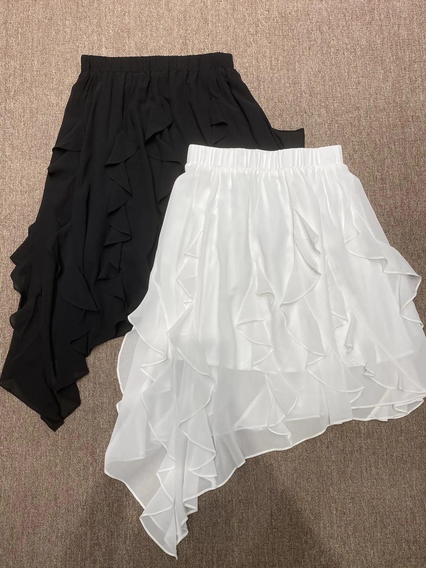 

Юбка-миди с высокой талией и асимметричным подолом, утягивающая, универсальная, женская, модная, многоярусная, из полиэстера