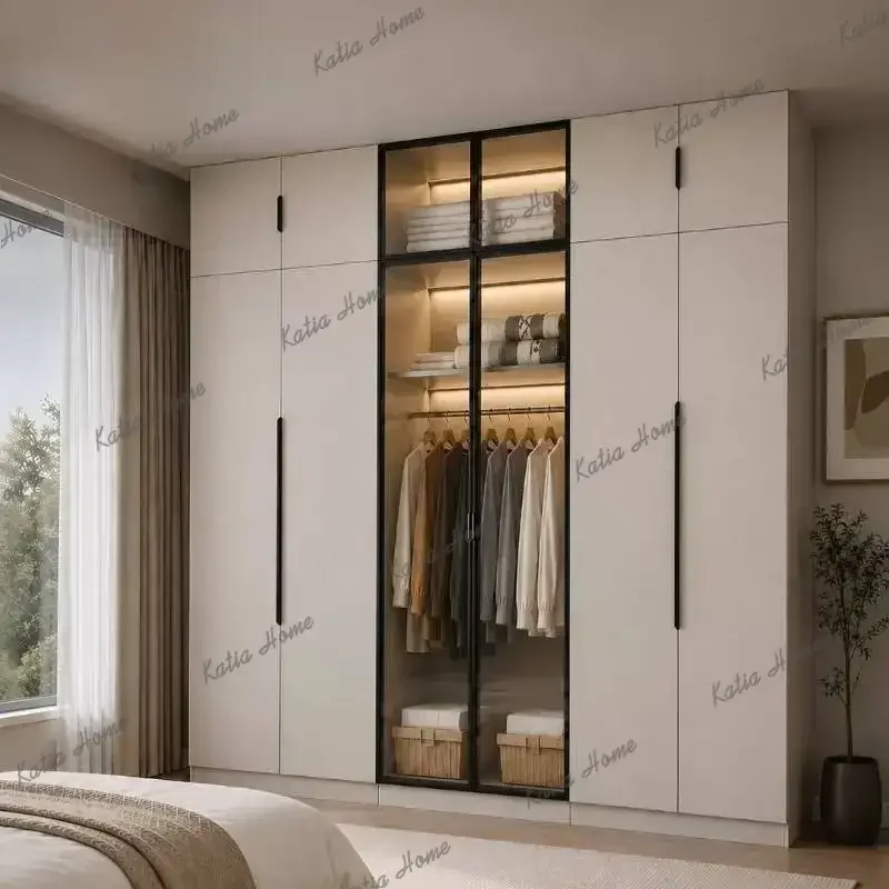 FG Style Top Cabinet Glass Wardrobes Vanity Drawers Adult Cabinet Clothes Wardrobes Storage Organizer Armario De Ropa Furniture