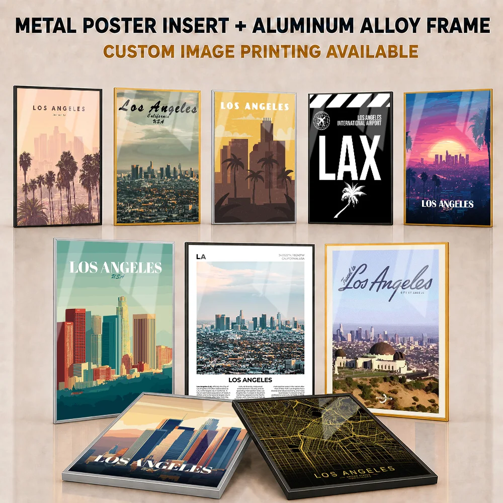 Los Angeles ／ USA Framed Metal Poster Personalized Geographic Travel Aesthetic Wall Art Made For Home Office Explorer Souvenir