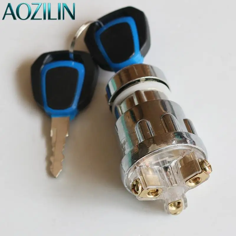 AOZILIN Ignition Start Switch Lock JK423 JK404 3‑4 Terminal Pre‑heat Starter for Farm & Engineering Vehicle