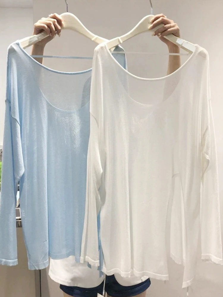 

Women's Summer New Loose Fit Long Sve Yoga Fitn T-irt Breathable Thin Top Sun Protection Cover up Casual Wear