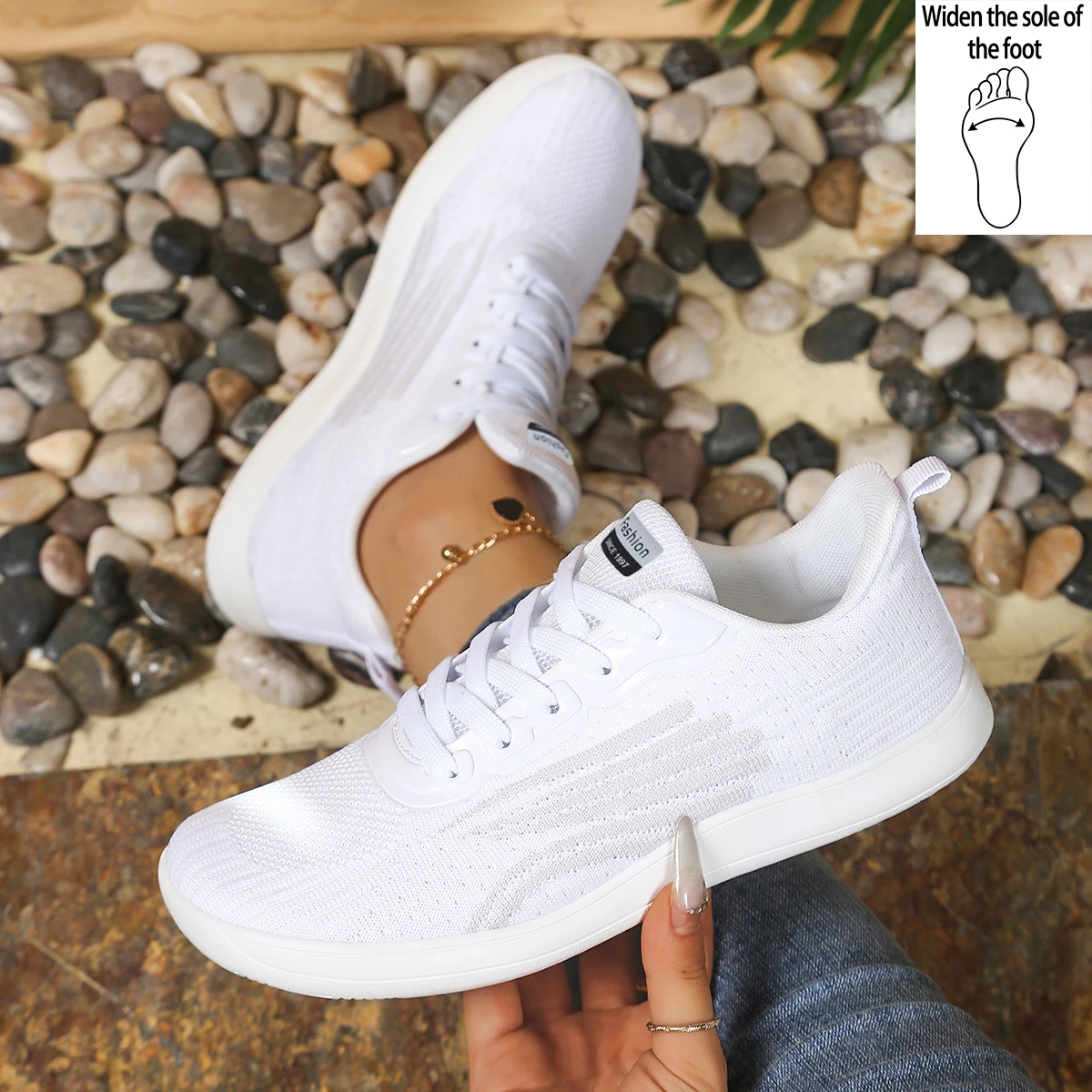Ladies' Fat Wide Last Sports Outdoor Shoes Fabric Front Strap Breathable Soft Bottom Simple and Versatile Wearing