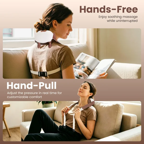 Cordless Neck and Shoulder Massager with Heat, Deep Kneading Electric Massager with Adjustable Straps, 3 Intensity Levels, 2 Heat Settings, Portable Neck Back Massage Device for Home Office Travel