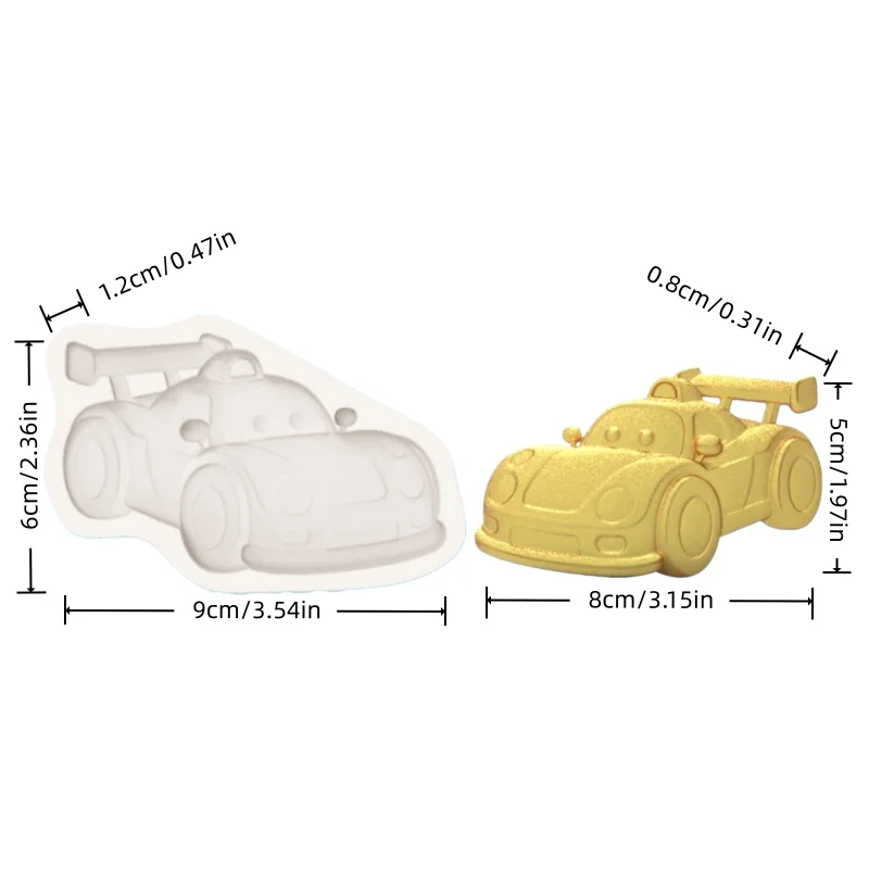 Vibrant Cartoon Racing Car Silicone Mold Theme Fondant Chocolate Making Silicone Mold