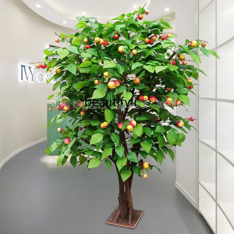 lbSimulation Apple Tree Fruit Tree Fake Trees Large Plant Indoor Living Room Natural Solid Wood Trunk Decoration