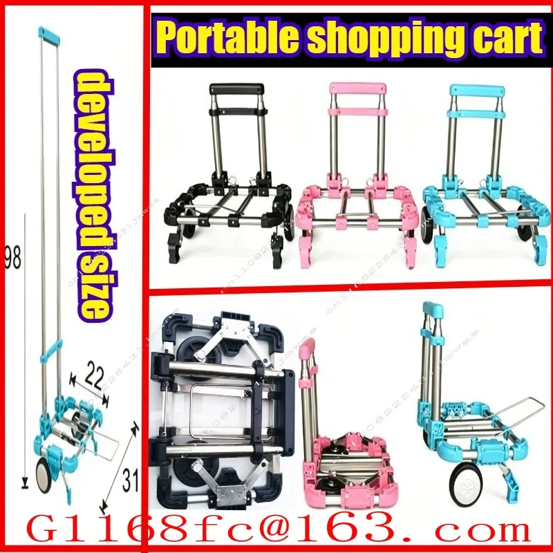 Folding Small Trolley, Ultra-small Trolley, Portable Trolley, Home Shopping, Shopping, Pulling Goods,