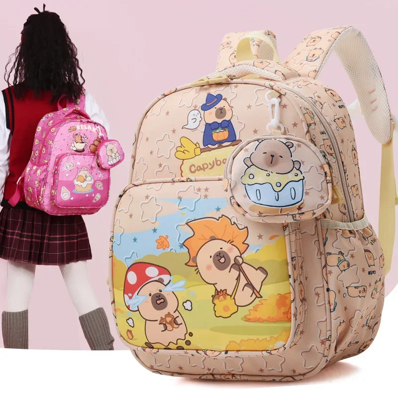 Mochila capivara fofa para estudantes adolescentes, mochilas leves e impermeáveis para viagens, caminhadas, acampamento, escola, pacote de dia