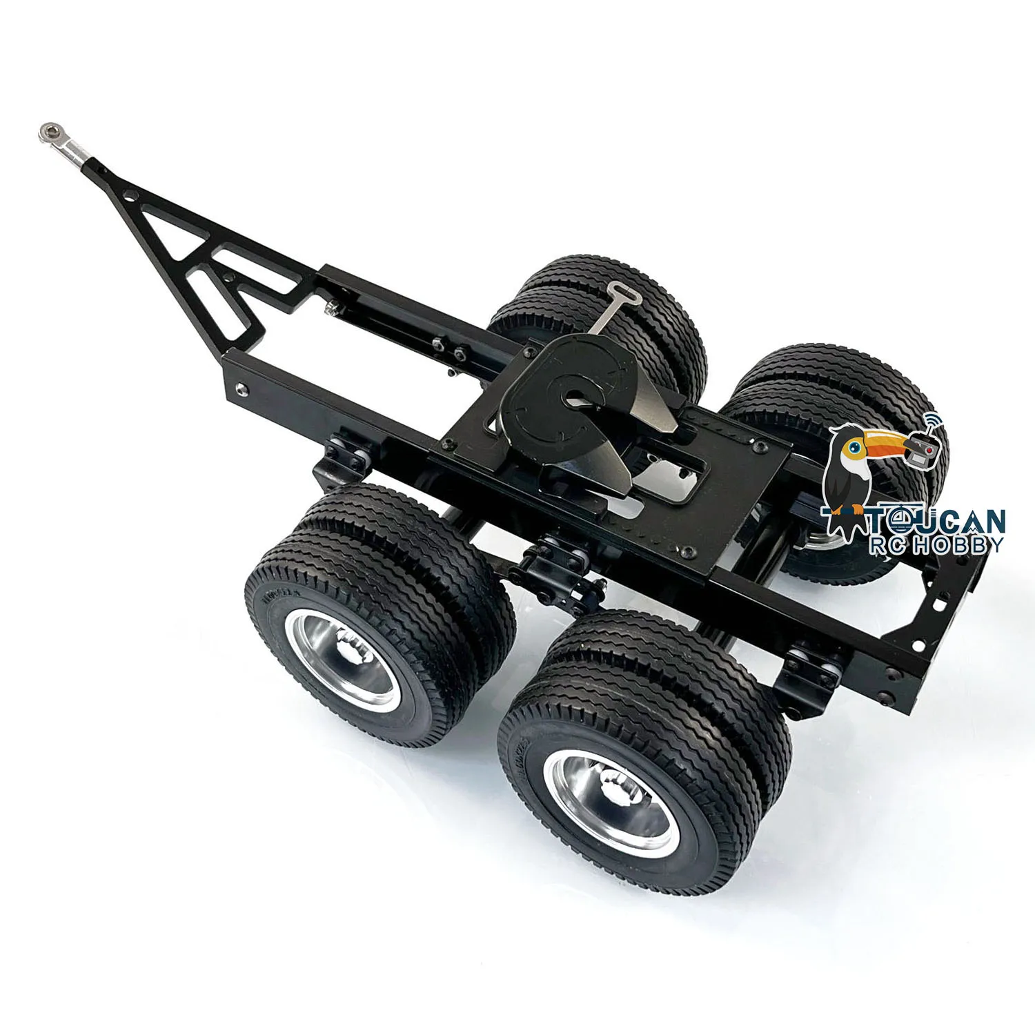 2 Axles Small Trailer With Traction Fifth-wheel For 1/14 TAMIYAYA LESU RC Tractor Trucks Construction Vehicles Accessories