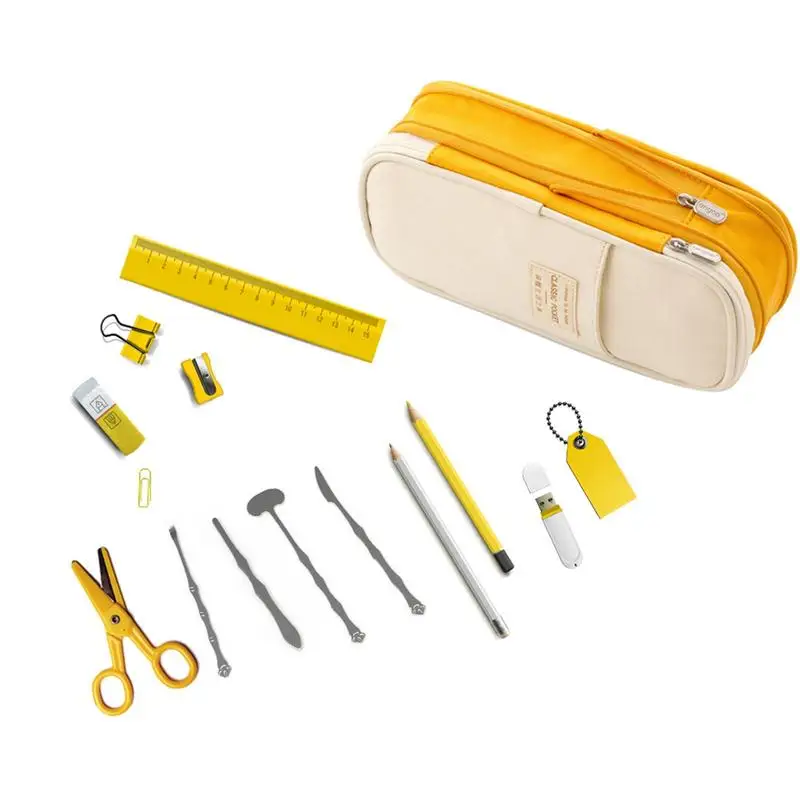 Grande Trousse à Crayons en Toile, 7x21cm