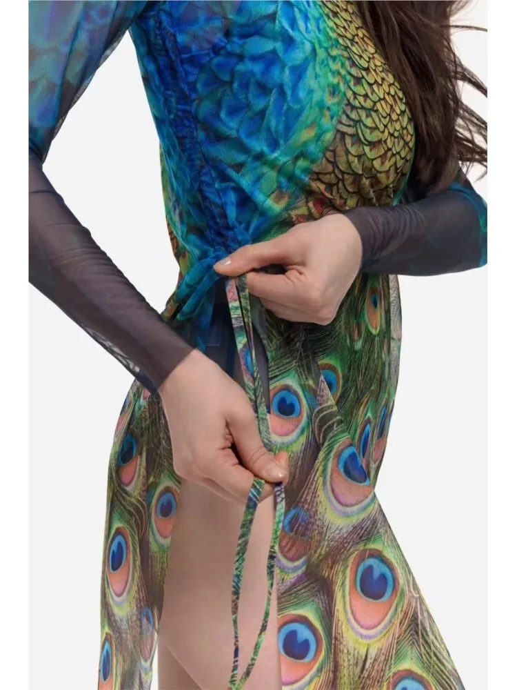 Retro Bikini Printed Fashion One Piece Swimsuit And Cover Up With Dress Tight Women's Bandage Summer Beach Luxury Elegant 2025