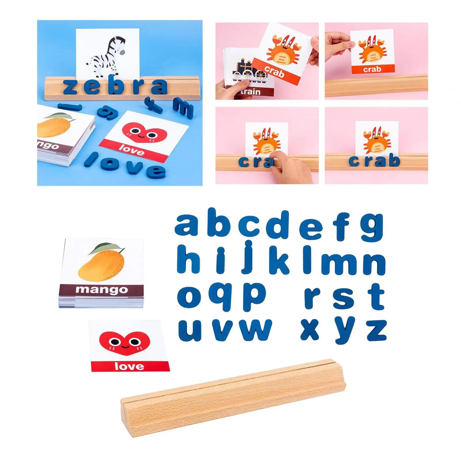 Educational Game Wooden Cognition Toy Leaning Wood Blocks Alphabet Math Learning for Preschool Children Kids Kindergarten