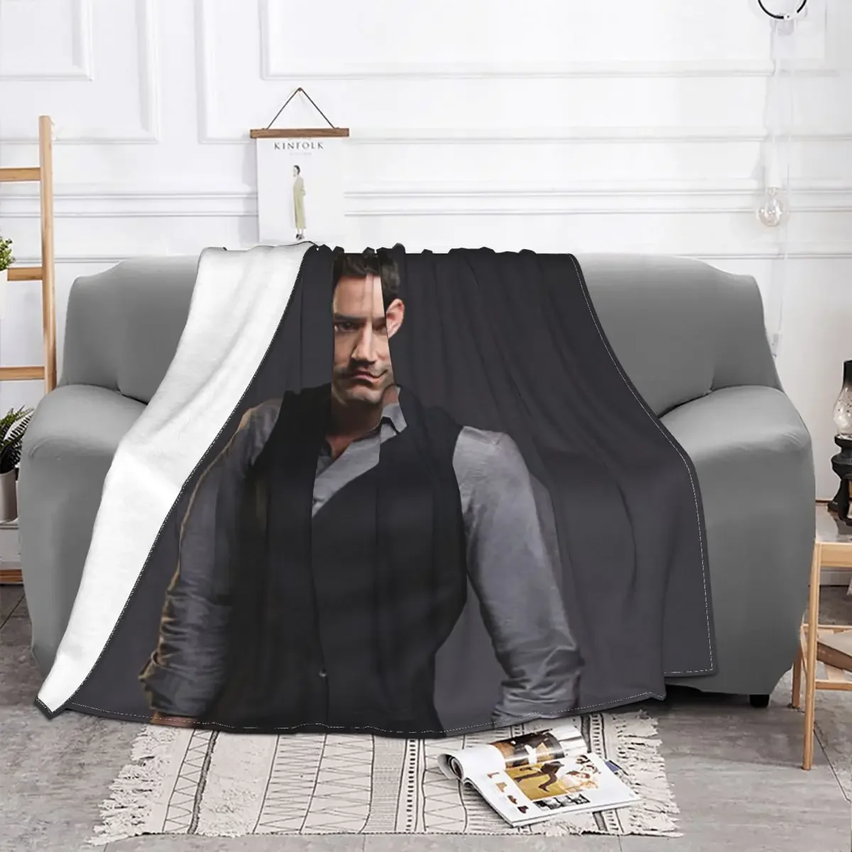 

Tom Ellis Baby Blanket Sofa Cover Flannel All Season Lucifer Morningstar Lightweight Breathable Throw for Sofa Car Bedspread