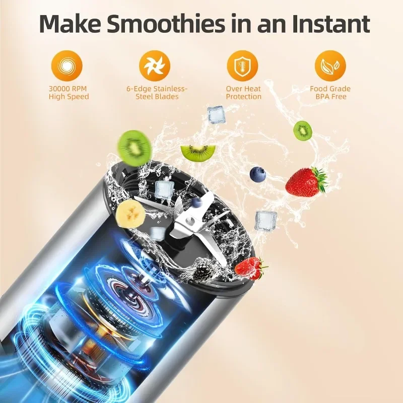 Smoothie Blender, 1300W Personal Blender for Smoothies, Shakes and Nutrient Extractions with 2pcs BPA-Free 27oz Portable