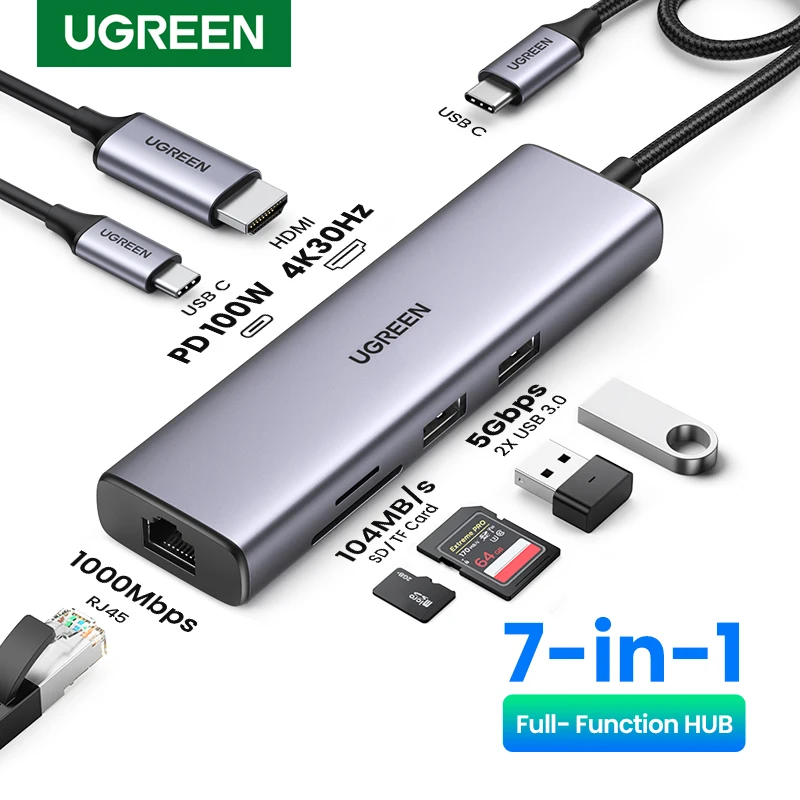 UGREEN USB C HUB Type-C to 4K HDMIUSB 3.0 PD SD&TF Adapter for Macbook Pro Air PC Accessories USB C Splitter