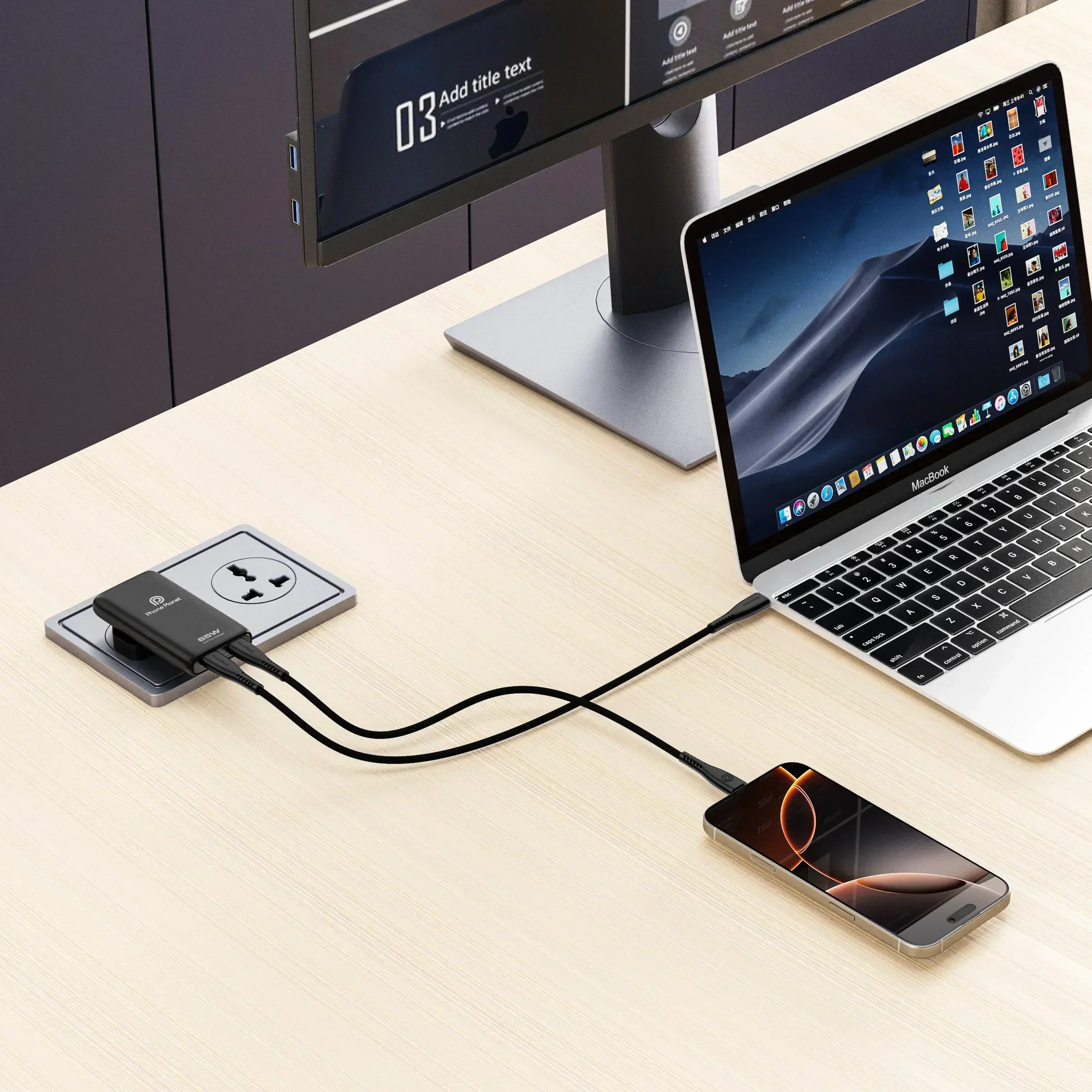 超薄型gan3-2-in-1（eu-uk-us）ipad-macbook充電器-多機能スマート急速充電器-iphone17-16-samsung-s26-huawei対応