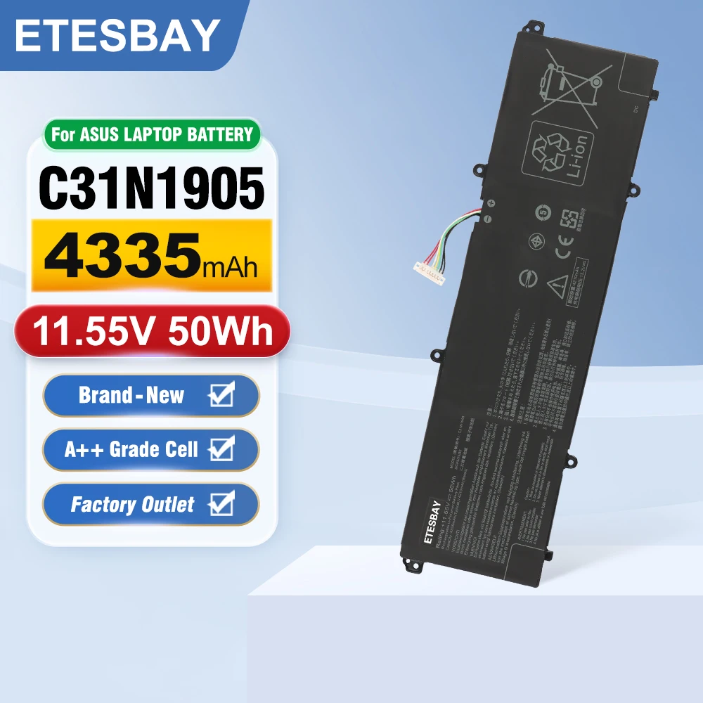 

ETESBAY C31N1905 11.55V 50Wh Laptop Battery For ASUS S433F S433FL S521FA S533FL V533F K533F For VivoBook S14 S433FA-AM035T