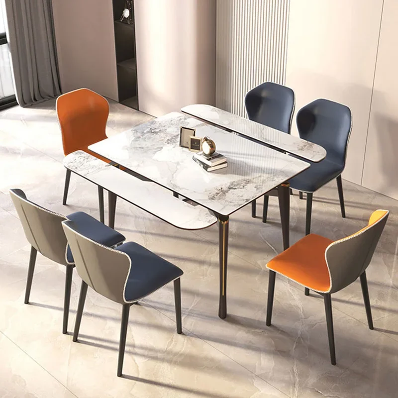 Transformer Square Luxury Dining Table Rock Plate Telescopic Kitchen Table Household Apartment Multifunctional Mesa Salon