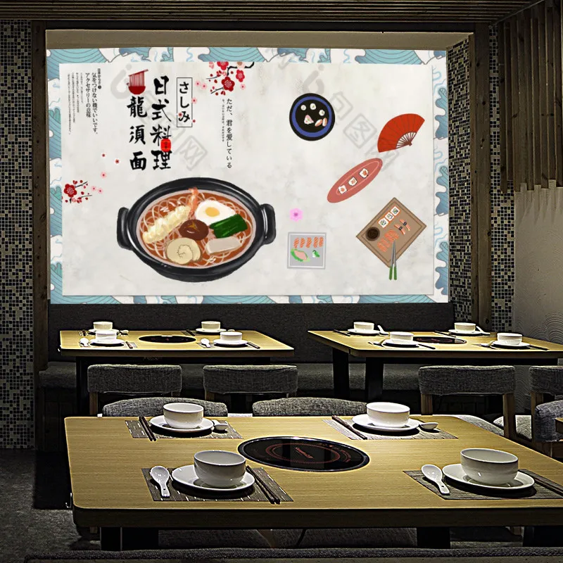 

Japanese Cuisine Mural Wallpaper Industrial Decor Delicious Sushi Restaurant Background Wall Papers Painting Papel De Parede