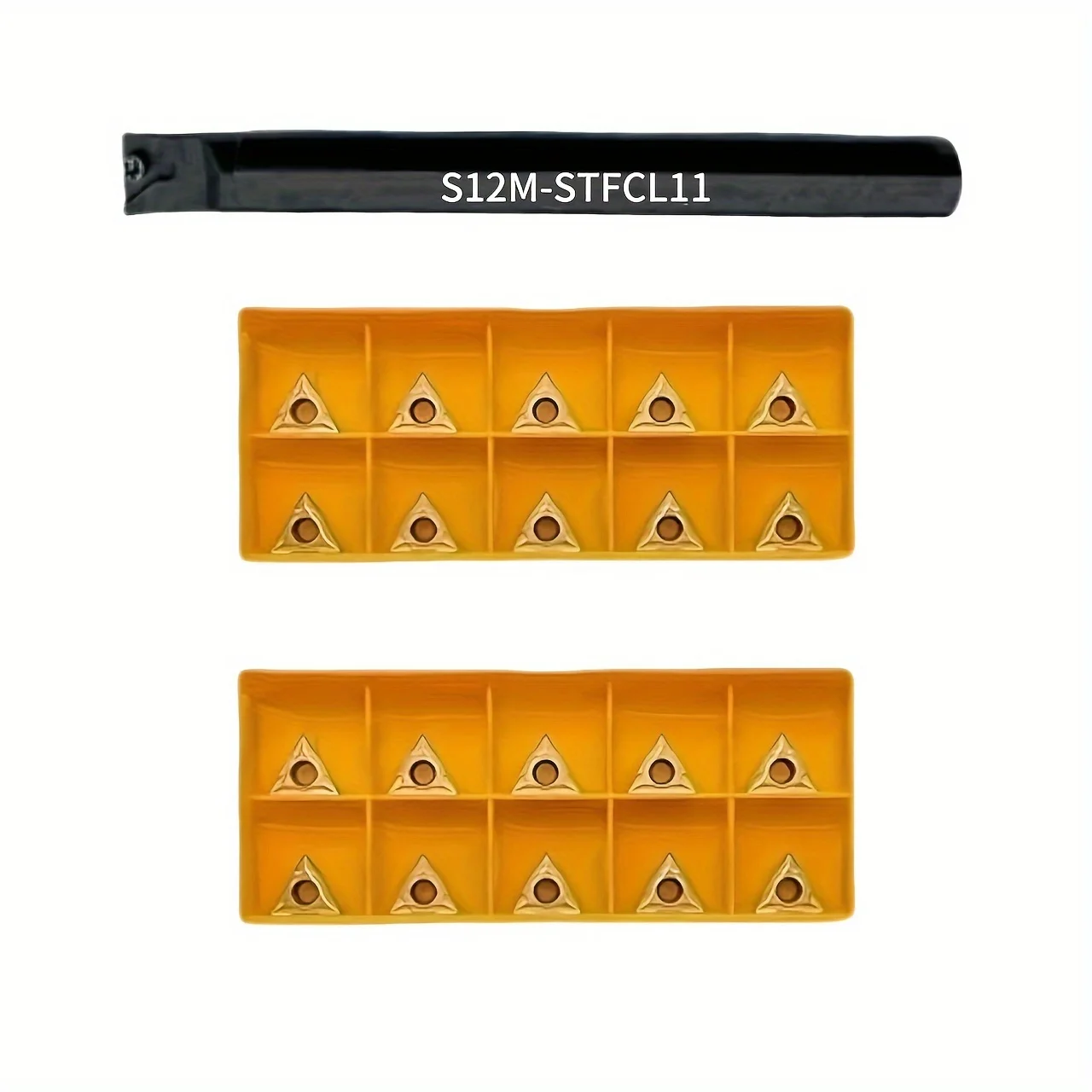 

S12M-STFCL11 Держатель инструмента + 20 шт. вставок TCMT110204 — токарный набор с ЧПУ с позолоченным покрытием для прецизионной обработки