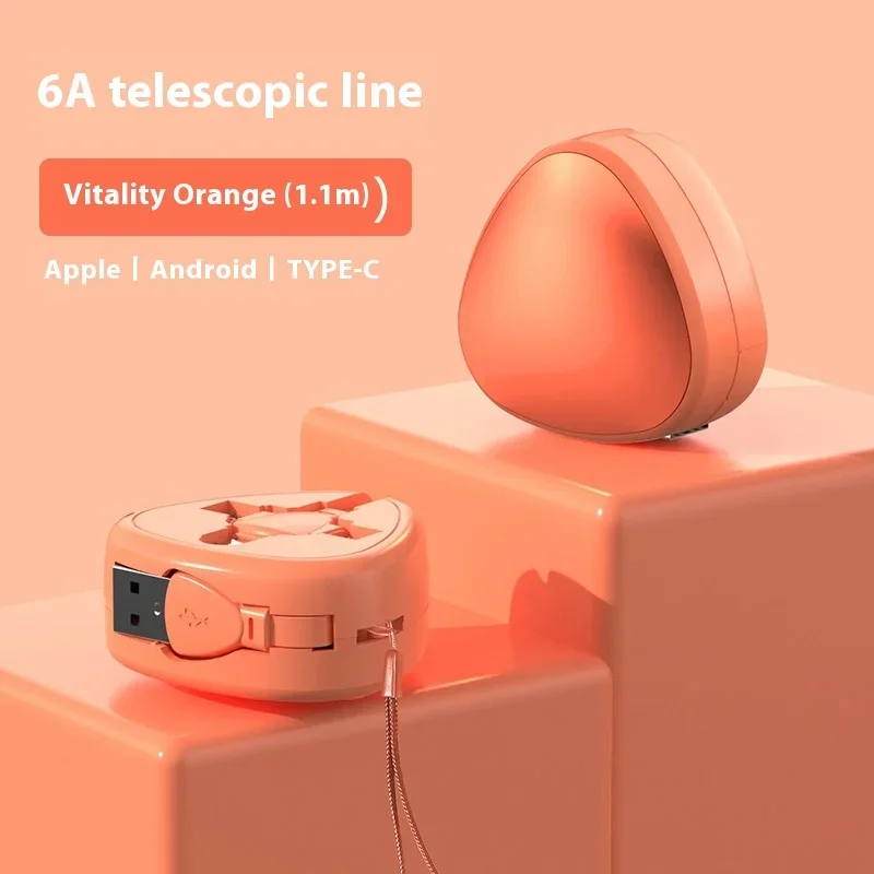 120W 6A 3 in 1 Super Fast Charging Data Cable Portable Retractable USB Micro Type-C Cable For Apple Xiaomi Samsung Huawei