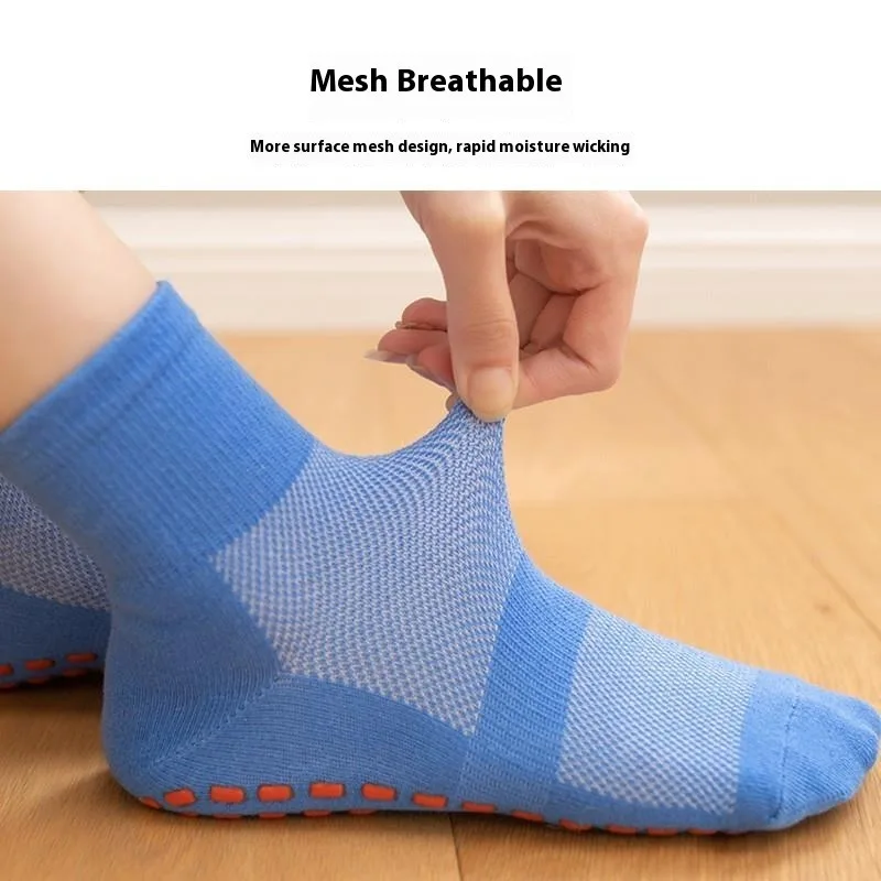 Профессиональные нескользящие носки-батуты для мужчин и женщин, йога, спорт, фитнес, тренажерный зал, длинные чулки в помещении, силиконовые частицы, красочные, мягкие