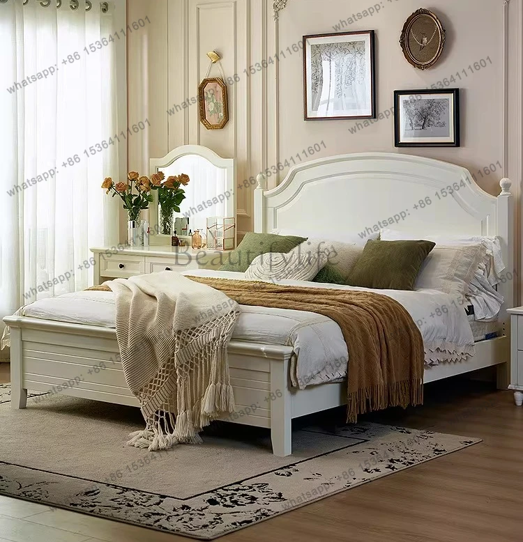 

White all solid wood bed Modern simple American high-end cream wind bed