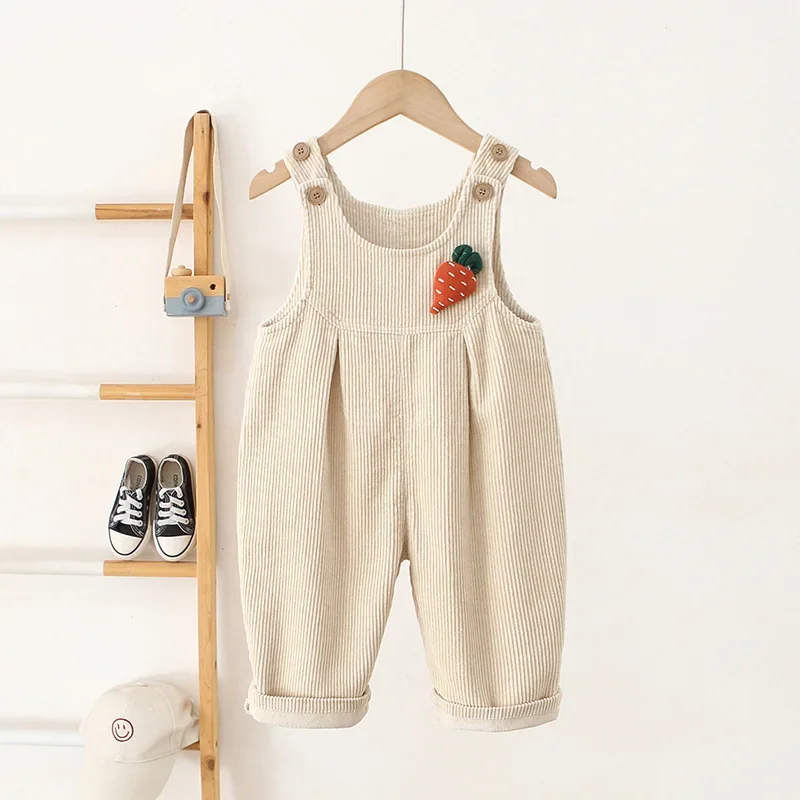 1-4Y Kids Overalls Corduroy Kids Jumpsuits Girls Suspend Pants Carrot Boys Trousers Girls Pants