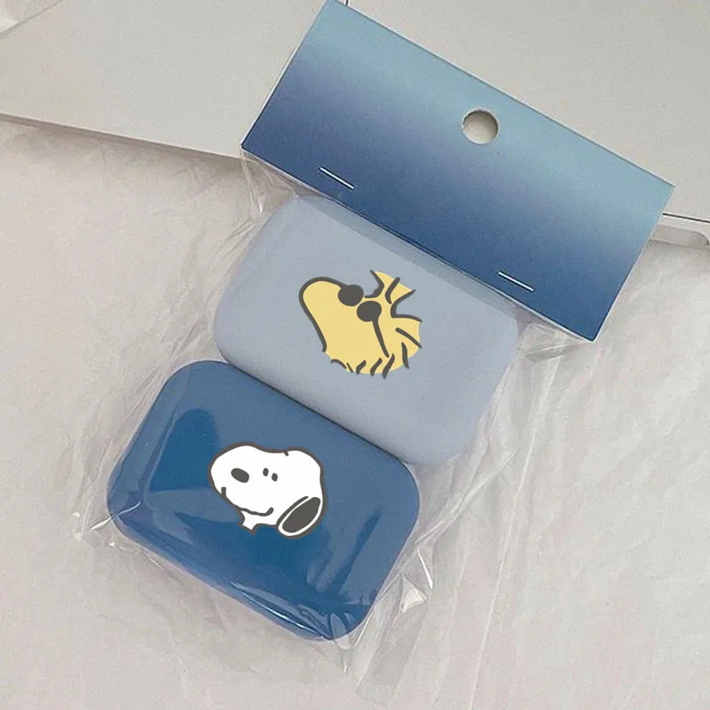 Taşınabilir Snoopy Kontakt Lens Kutusu Zarif Çift Seyahat Kozmetik Takı Şeker Hap Saklama Çantası Buzlu Moda Günlük Gerekliliği