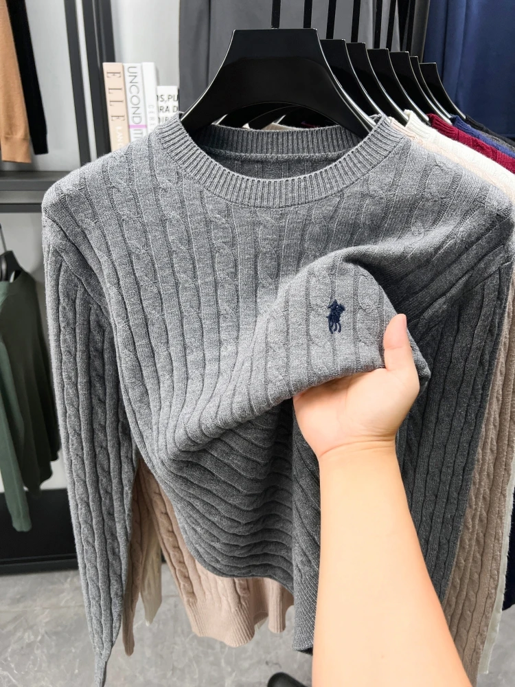 

Роскошные пони вышивка дизайнер бренд свитер мужчина Высококлассные новый стиль уникальный жаккардовый комфорт досуг трикотаж круглый воротник джемпер