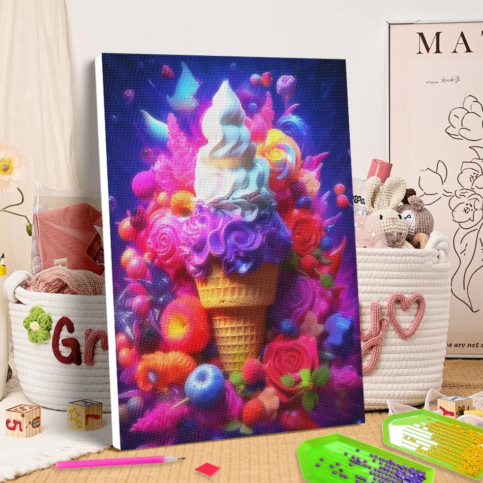 

SDOYUNO 5D Diamond Painting Abstract ice cream 20X30cm ready frame Diamond Art Kit Rhinestones Cross Stitch Kits Craft Wall Art