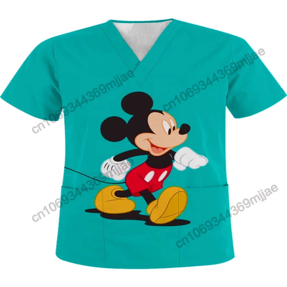 Disney Summer T-shirts for Women V-neck Pocket Women's T-shirts Woman Free Shipping Offer T-shirt 2023 Sexy Tops Tees Clothing