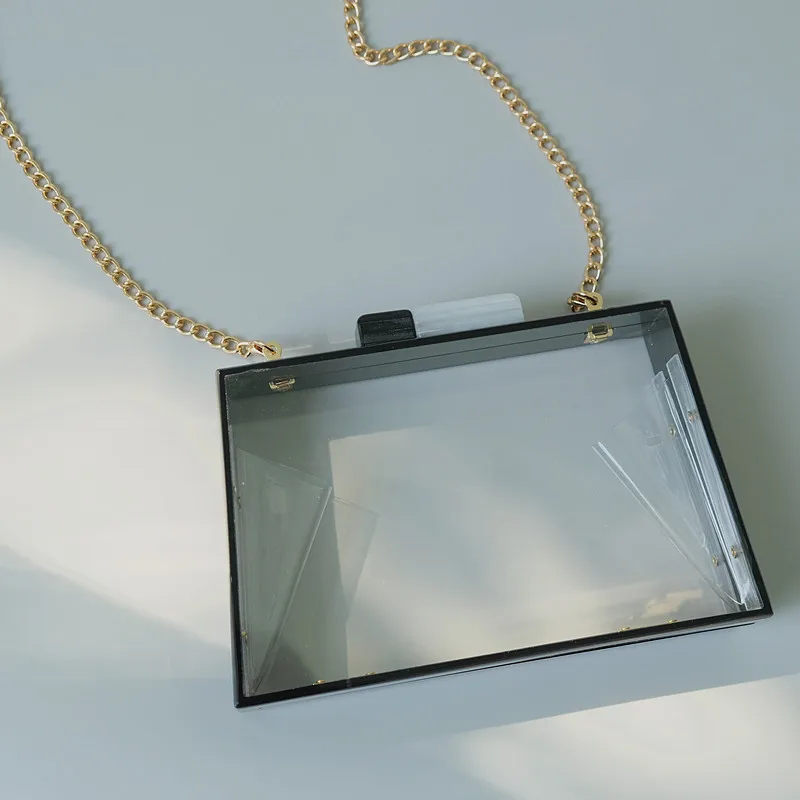 Neue Trendige Mode Damenhandtasche Transparente Solide Acryl-Pailletten Hochzeit Party Abendtasche Luxus Box-Clutch Geldbörse – Detail 9
