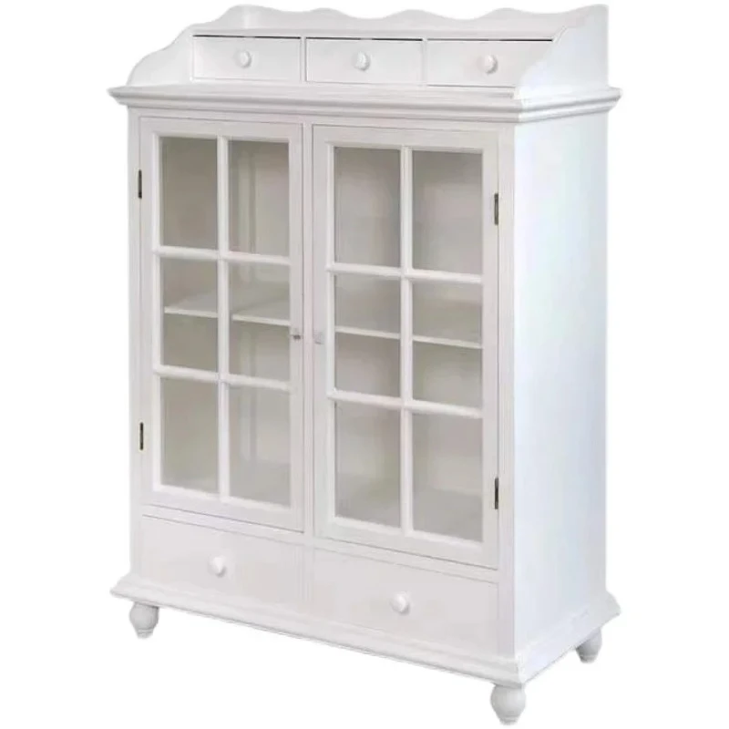 

American Country Solid Wood Vaulted Side Cabinet Wine Cabinet French, Locker Bookcase