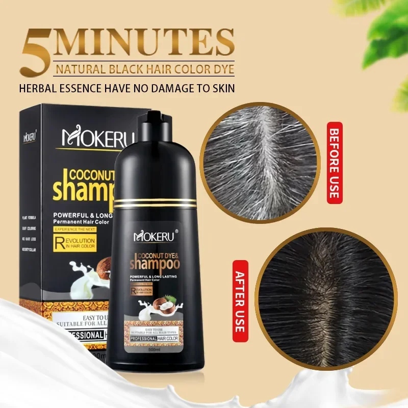 

Fast Dyeing Black Long Lasting Color Black Hair Shampoo Organic Pure Natural Coconut Hair Dye Shampoo For Hair Women Man