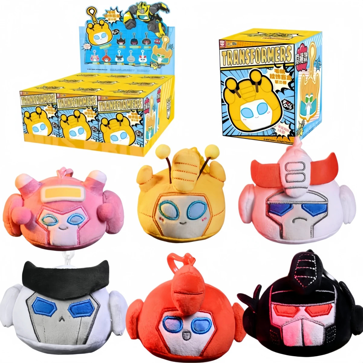 

Hot Transformers Optimus Prime Shockwave Blind Box Toys Kawaii Robot Plush Keychain Mini Stuffed Figure Surprise Gift for Fans