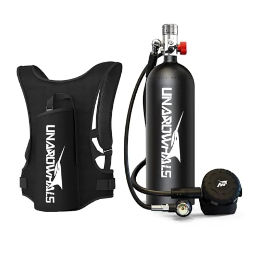 

Scuba diving tank for recreational use aluminum black 2.3L capacity with 3000 PSI max pressure and DOT certification