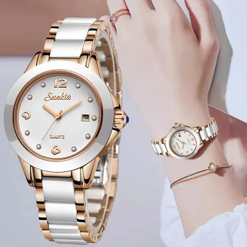 Imagen 1 del producto Reloj de pulsera de oro rosa para Mujer, cronógrafo creativo a la moda, resistente al agua, con fecha, novedad de 2023