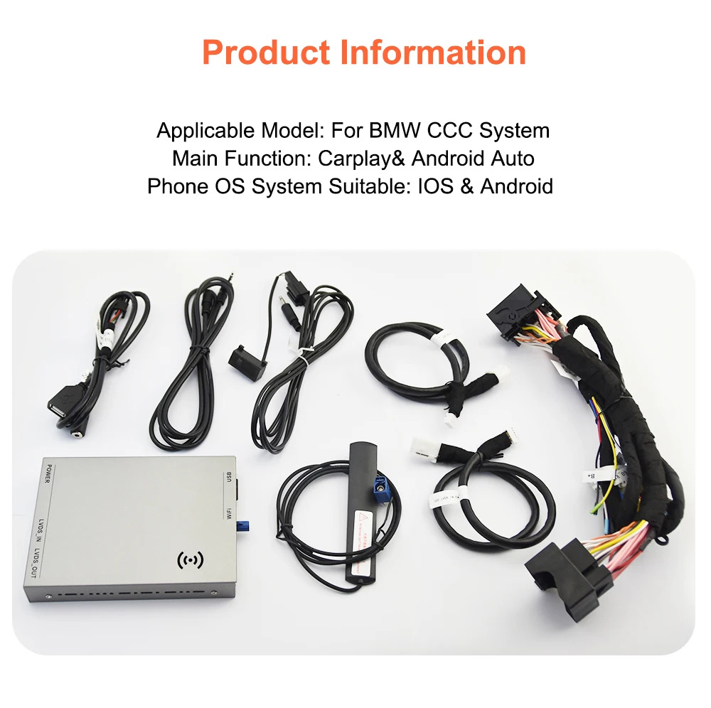 Bonroad Wireless Carplay Android Auto Nachrüst-Kits für BMW 3er/5er Serie E60 E61 E62 E63 E64 E90 E91 E92 E93 CCC CIC System – Detail 13