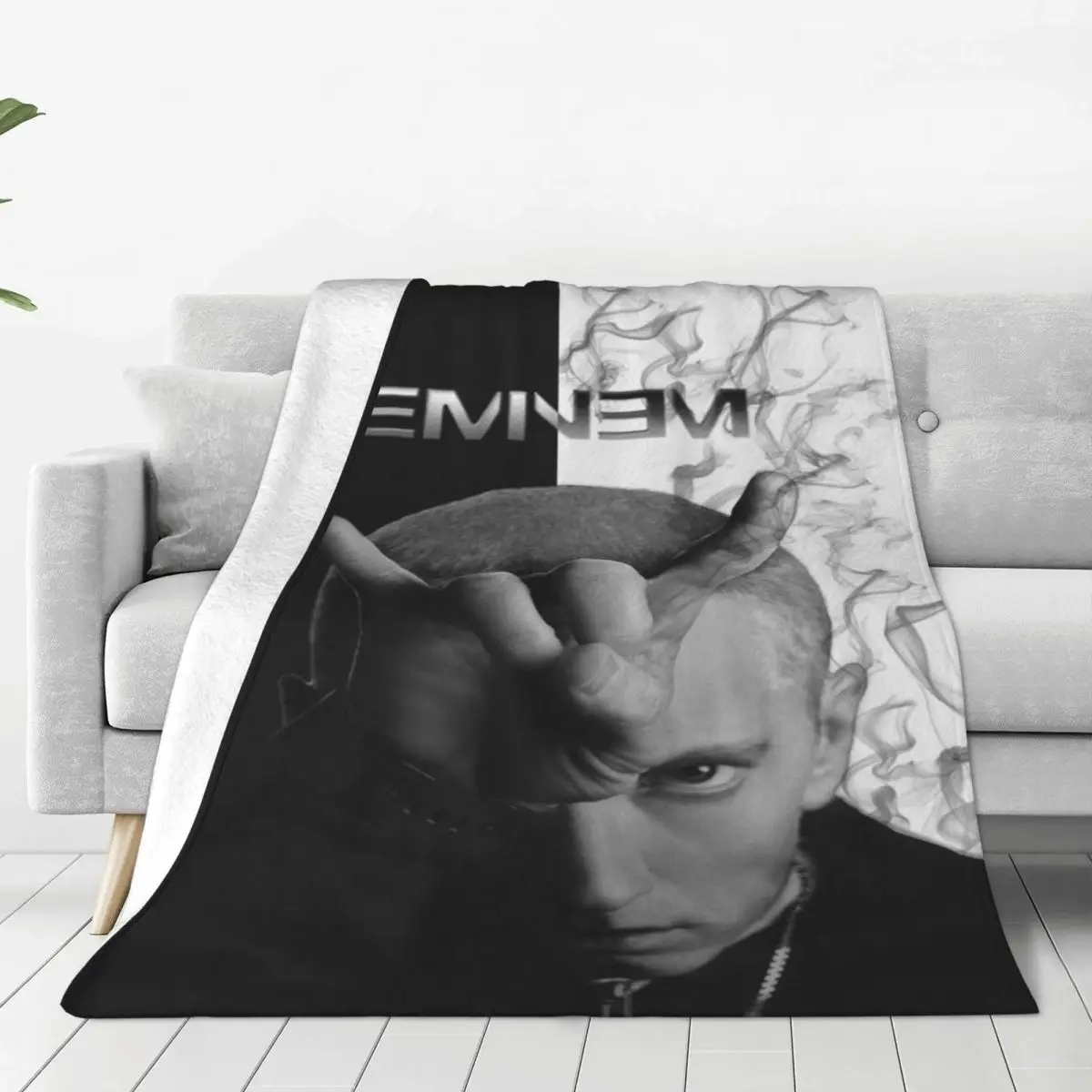 

Eminem Pop Rapper Blankets Fleece All Season Portable Warm Throw Blankets for Bedding Couch Bedspread