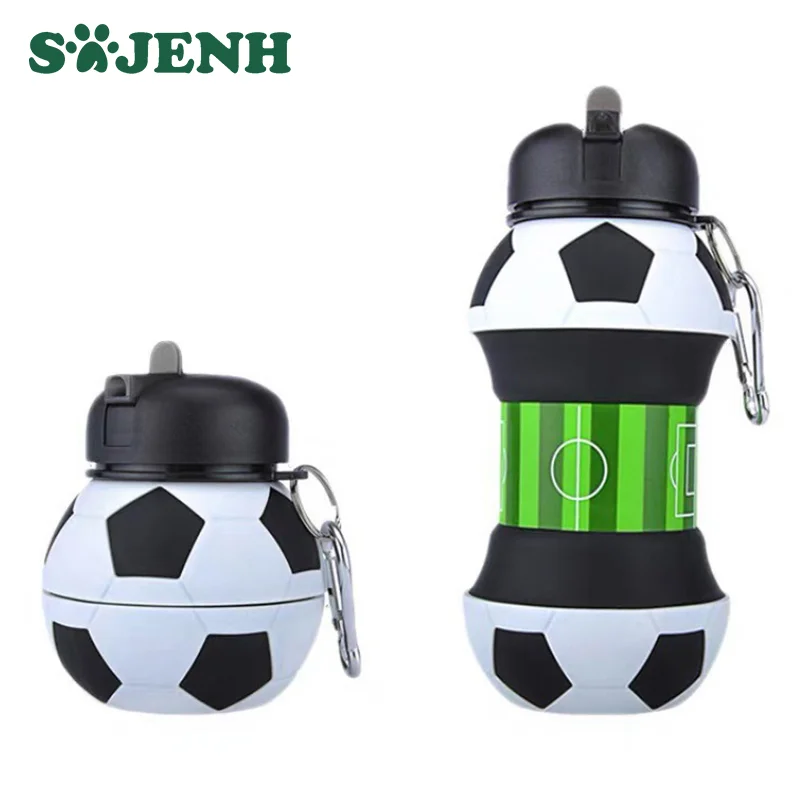 Silicone Foldable Water Bottle Portable Cups Outdoor Sports Football Baseball Golf School Leakproof Portable Kids Water Bottle