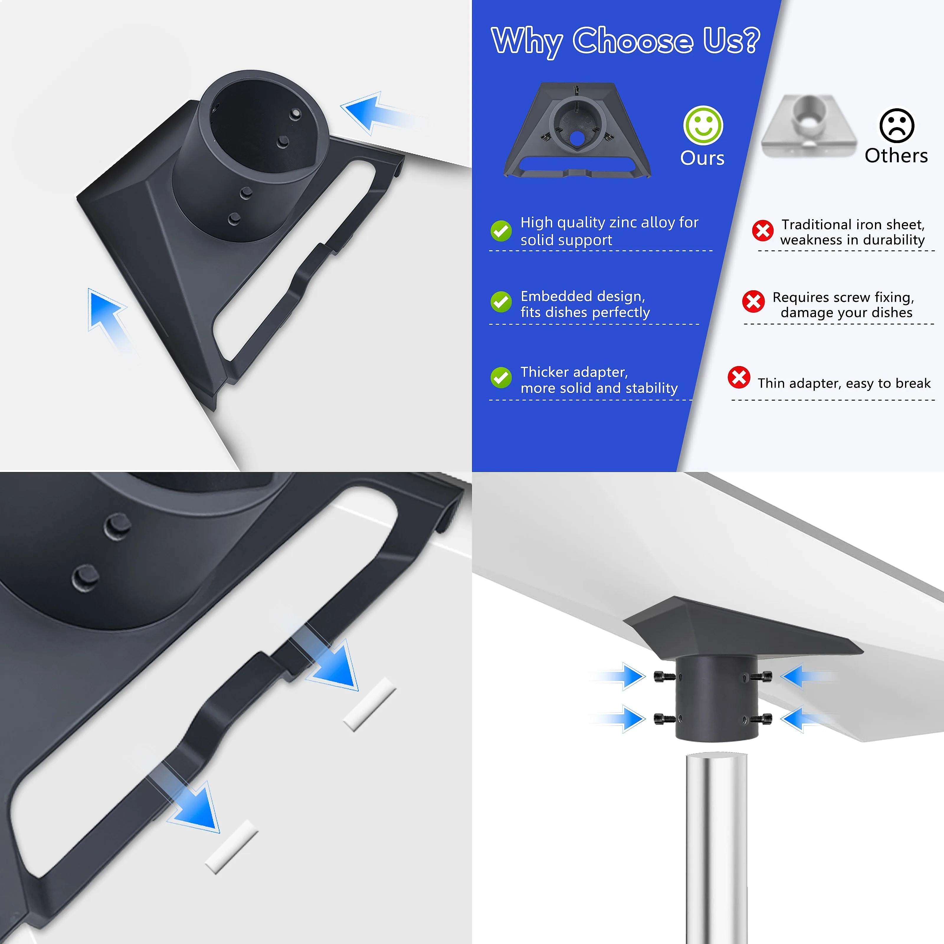 Starlink Mini Stainless Steel Zinc Alloy Starlink Gen 3 Antenna Holder, Signal Metal Holder, Zinc Plated